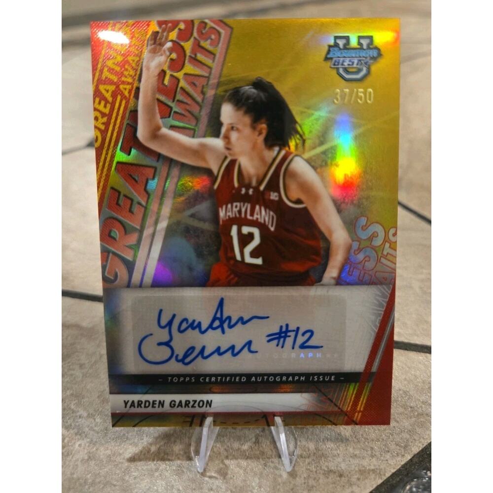 Yarden Garzon 2025-26 Bowman U Greatness Awaits Gold Auto /50 Maryland